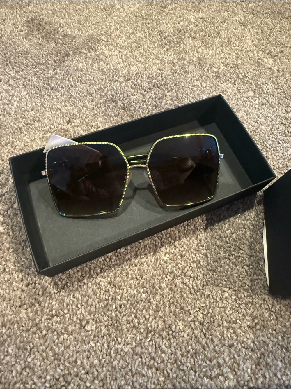 Dolce & Gabbana Oversized Square Sunglasses in Black and Gold